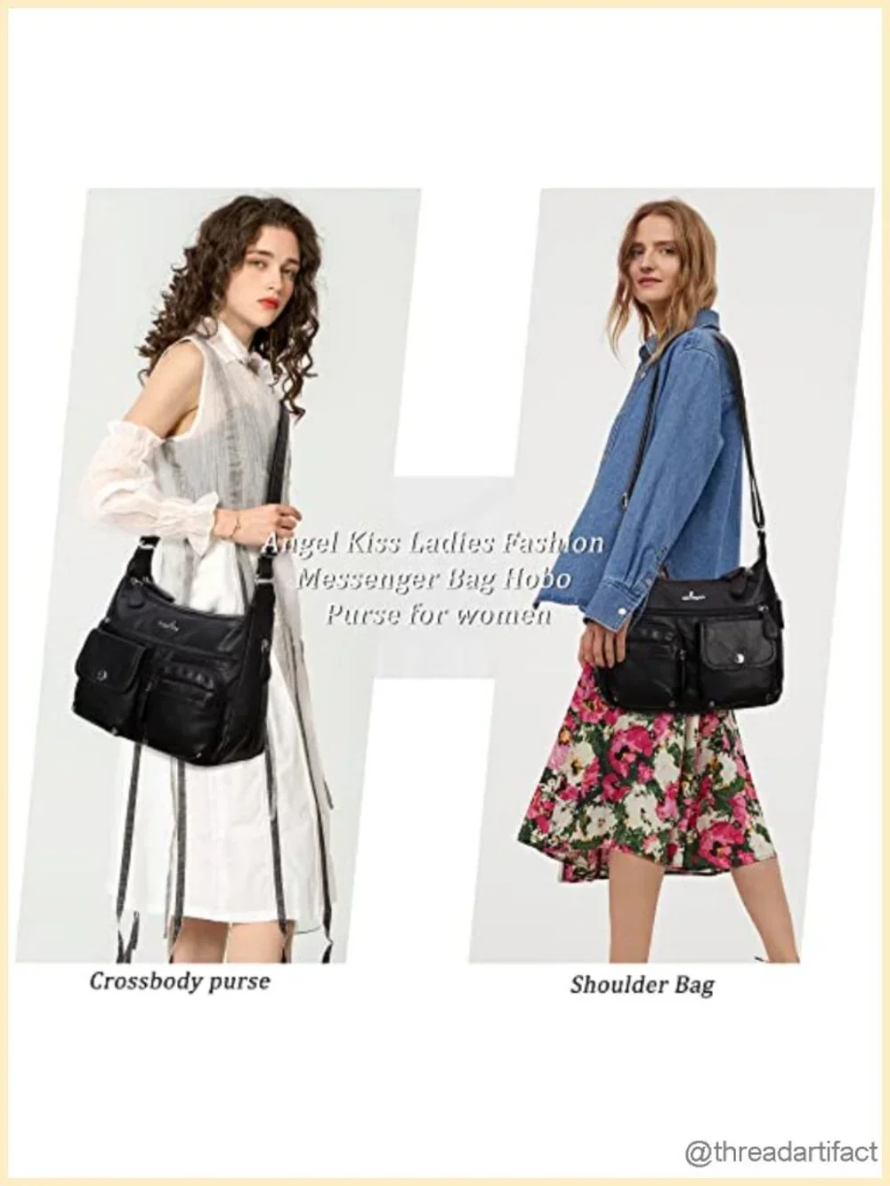 Washed Vegan PU Leather Crossbody Bag with Multiple Zipper Pockets